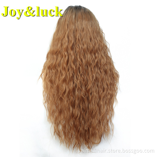 Lacefront Wholesale Wigs For Women Long Natural Water Wave Black Ombre Blonde Middle Part Daily Life Wigs Curly Synthetic Hair